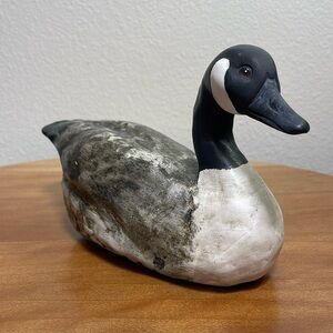 Vintage Hand Crafted Hand Made ‘87 Pottery Goose Black &White Rustic Cabin Decor